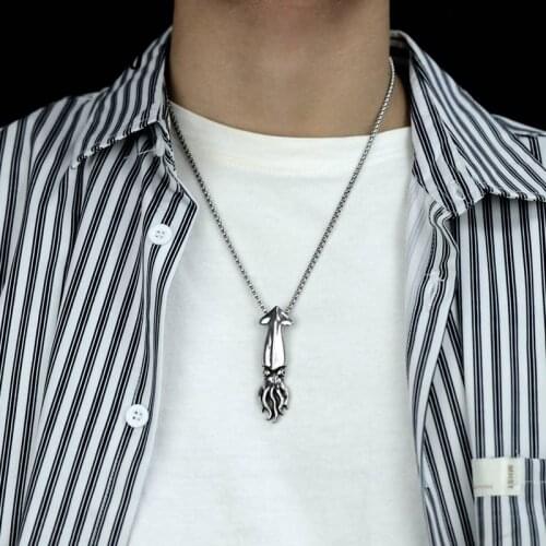 EyeYoYo Octopus Pendant Collar Pirates of the Caribbean Octopus Man Retro Stainless steel Pendant Necklace Biker Jewelry