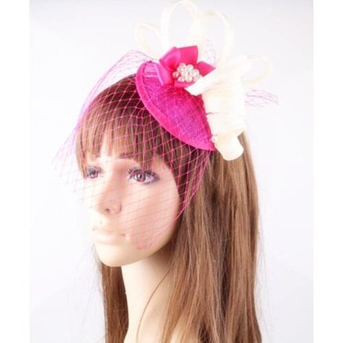 Birdcage Veils With Sinamay Headpiece Womens Wedding Fascinator Headwear Red Bridal Nettings Occasion Hair Accessoires