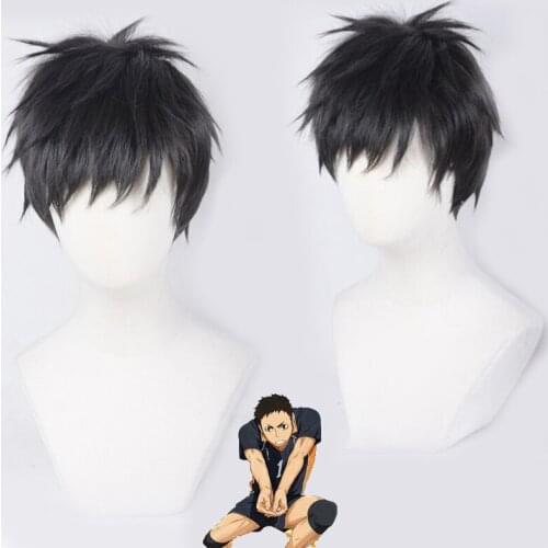Haikyuu!! Hajime Iwaizumi Cosplay Wig Sawamura Daichi Short Black Straight Heat Resistant hair Cosplay Costume Wigs