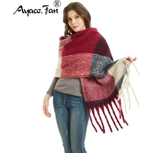 Cashmere Scarf 2019 Autumn Winter New Plaid Warm Women Scarves Wide Lattices Shawls Female pashmina Lady Blanket Wraps Tippet
