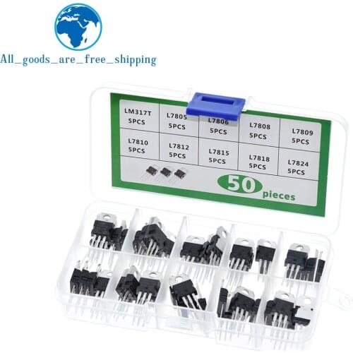 LM317T L7805 L7806 L7808 L7809 L7810 L7812 L7815 L7818 L7824 Transistor Assortment Kit 10value*5pcs 50PCS Voltage Regulator Box