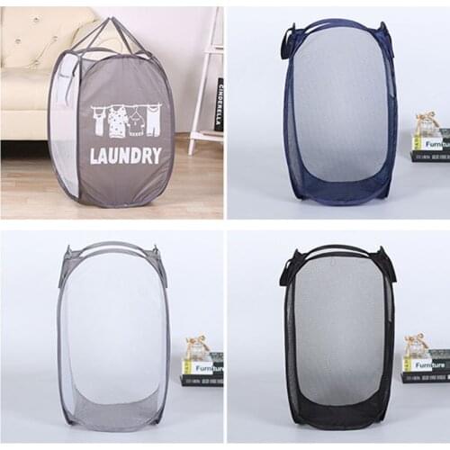 Fashion Home Laundry Basket Clothes Storage Basket Mesh Laundry Basket Portable Folding Laundry Basket
