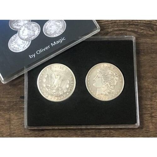 Morgan Dollar Shell and Coin Set (4 Coins 1 Shell) by Oliver Magic Close Up Magia Gimmick Prop Magic Tricks Coin Appearing Magie
