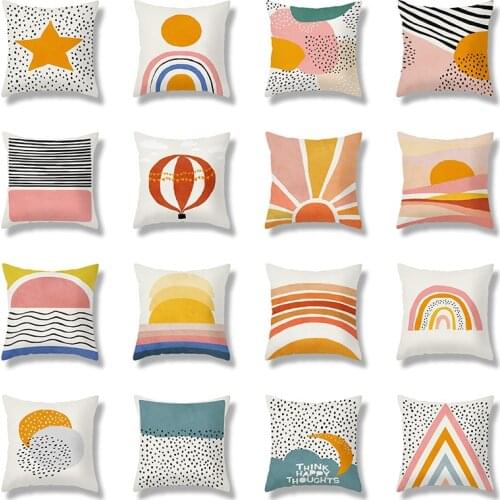 Ins Nordic Style Abstract Geometry Soft Plush Home Decoration Pillow Cover