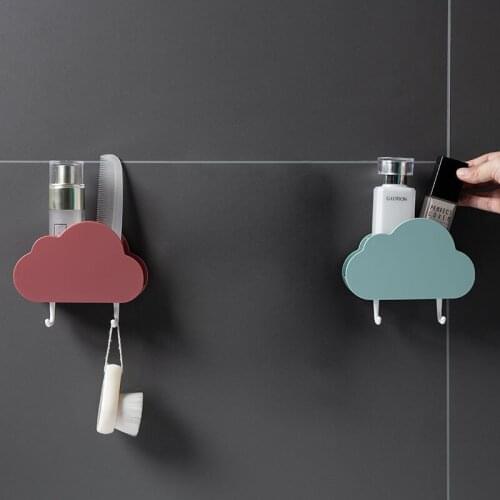 Cloud Shape Plastic Toothbrush Toothpaste Holder Wall Mounted Bathroom Storage Rack Accessories Cosmetics Sundries Shelf