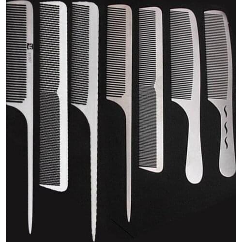 Stainless Steel Silver Metal Barber Comb Professional Hairdressing Salon Combs Detangling Hair Cutting Tools for Men and Women