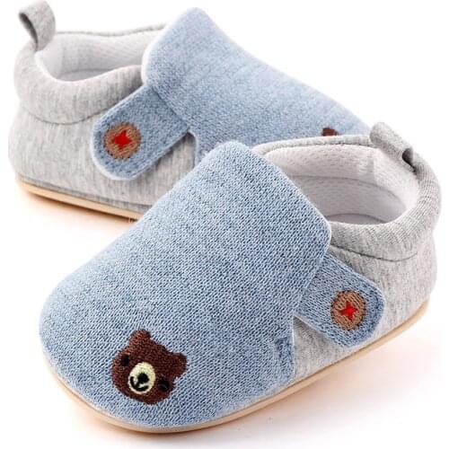 Autumn Winter Warm Newborn Baby Boy Girl Shoes First Walkers Cartoon Bear Rubber Sole Antiskid Infant Toddler Shoes Patchwork
