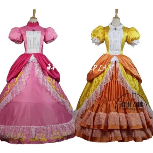 Top Quality Princess Peach Sister Dress Cosplay Costume For Adult Women Halloween Costume Dress Custom Made