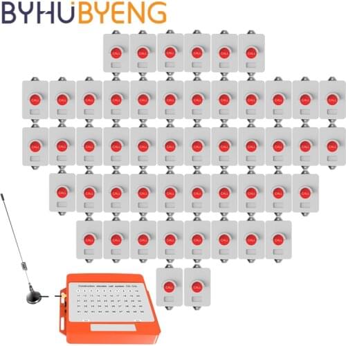 BYHUBYENG 1 Receiver 50 Call Bell Waterproof Wireless Calling Lifting System Construction Elevator FM 433.92MHz Button