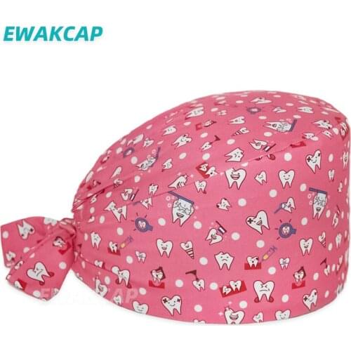 Anime Scrub Hats 100% Cotton Adjustable Nursing Hat Dentist Clinic Pet Shop Scrub Caps Beauty Salon Surgicals Cap for Women Men