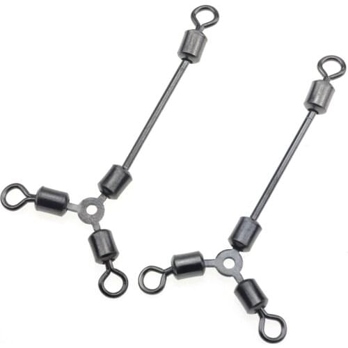 Rompin 10PCS Long leg O-shape Fishing Connector Rolling Swivel Stainless Steel 3 Way Fishing Swivel Sea Fishing Accessories