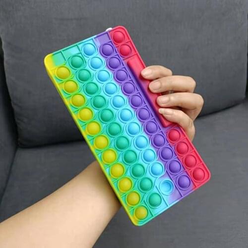 Silicone Push Bubbles Stationary Bag Simple Dimple Pencil Case Fidget Toys Adults Children Sensory Decompression Toys