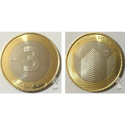 Slovenia 3 Euro 2011 100% Real Genuine Original Coin,comemorative Collection Coins