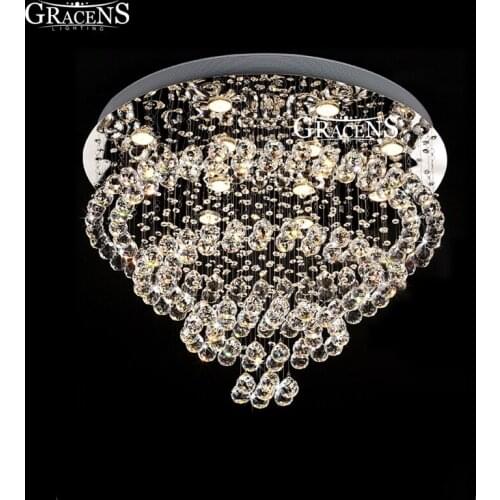 Modern Crystal Round Chandelier Light Fixture Spiral Crystal Suspension lustre lamparasde lamp Lighting for Foyer, Dining Room