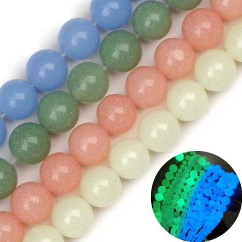 Atreus Luminous Glowing In The Dark Round Beads Natural Stone Loose Beads For Jewelry Making DIY Yoga Bracelet 6/8/10mm