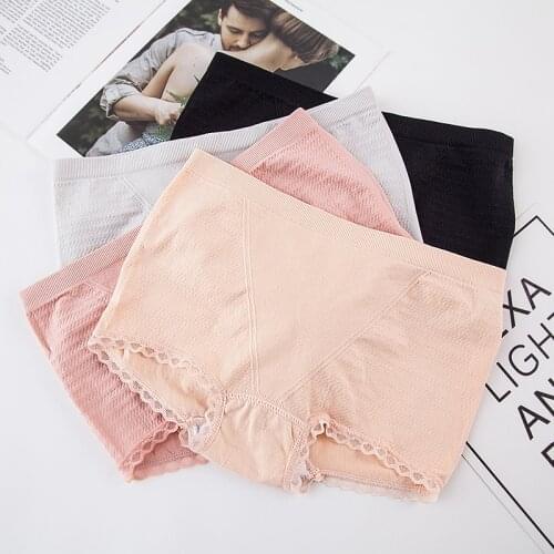New Style Honeycomb Cotton Panties For Women Comfortable Keep Warm Mid-Waist Lace Trim Underpants Wholesale