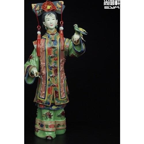 Shiwan doll master of fine ladies of ancient figures decorated safe ceramic crafts furnishings Home Furnishing bird