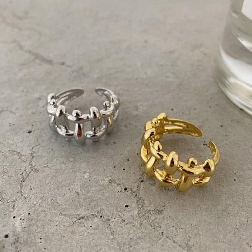 Retro Vintage Geometric Hollow Weave Rings for Women Punk Adjustable Goth Ring Gold Silver Color Finger Accessories Jewelry