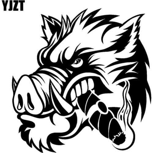 YJZT 17.2CM*17.8CM A Ferocious Wild Boar Car Sticker Vinyl Decal Black Silver C13-000659