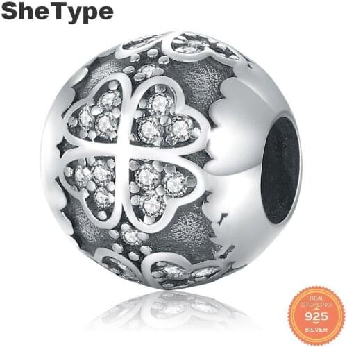 Jazaz Clover 3.0g Cubic Zirconia Charm Silver 925 Sterling Silver Japan and South Korea Style Charms Jewelry Daily Wear