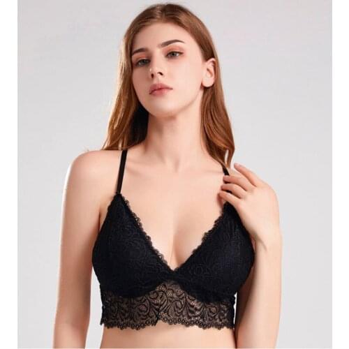 1/2PCS Women Bralette French Style Lace Bra Girls Triangle Cup Lingerie Deep V Wireless Underwear Soft Thin Seamless Bra
