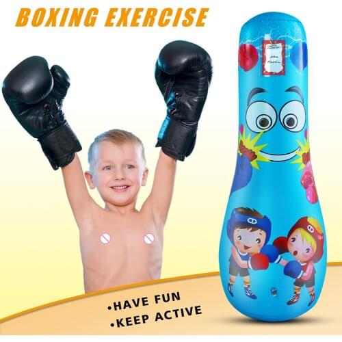 1.25m Kids Inflatable Punching Boxing Bag PVC Thickened Standing Sandbag Fitness Training Boxing Pillar Children Tumbler Column