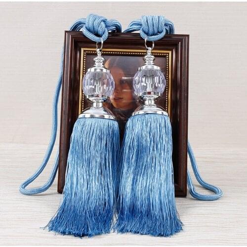 1Pair Retro Style Euro Faux Crystal Tassels Fringe Curtain Tieback Bandage Rope Window Drapes Decoration