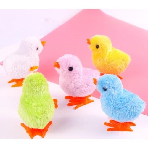 1Pcs Wind Up Random Color Jumping Walking Chicken Toys Doll Cute Plush Kids Walking Chicken Doll Toys Nice Gift for Baby