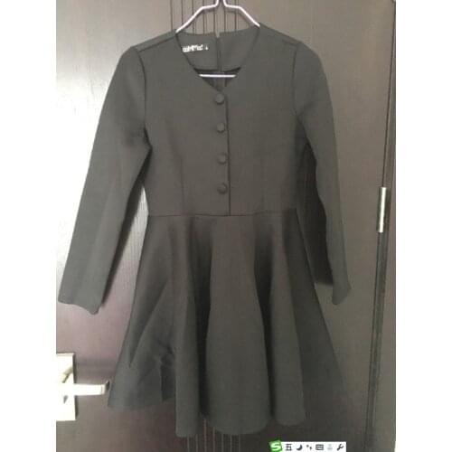 2018 new design girls casual thick long sleeve dresses womens fashion dinner party sexy pleated dress clothing free size black