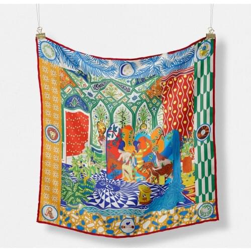 53cm Luxury Women Scarf 2021 Design Brand Silk Scarf Bandana Headband Fashion Square Hair Scarf Hijab Neckerchief For Ladies