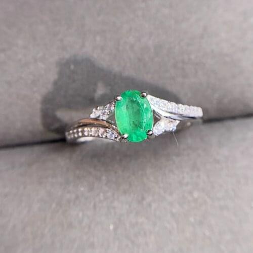 925 Sterling Silver Natural Emerald Ring Fine Jewelry Customizable Women Open New Wholesale Gift 5m*7mm
