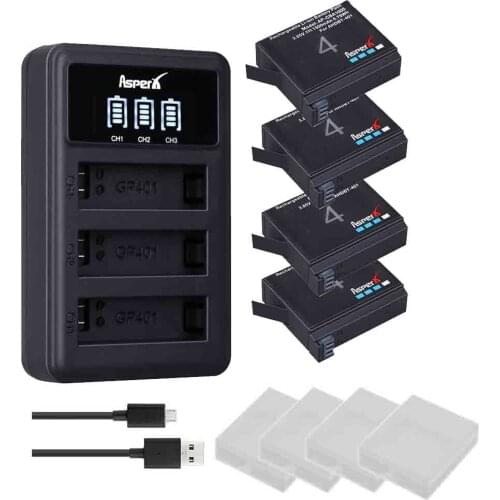 4Pcs 1500mAh AHDBT-401 Battery for Gopro Hero 4 Battery AHDBT401 AHDBT 401 + LED 3-Port USB Charger For GoPro Hero4 HERO4 Camera