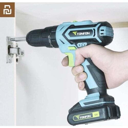 Youpin Tonfon Wireless Electric Cordless Drill Impact Power Driver 12V 2000mAh Battery 2-Speed EU Adapter For Home Work