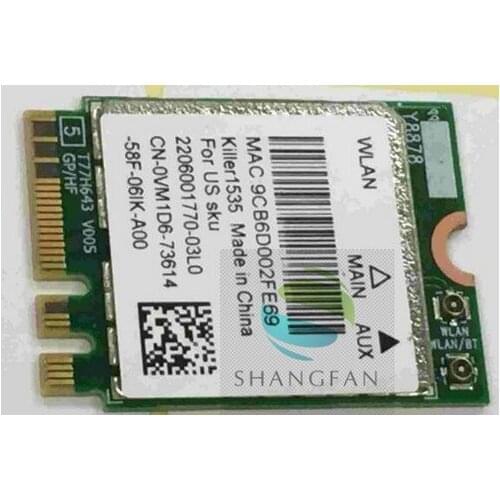 Dual Band Killer Wireless-AC 1535 N1535AC 1535AC 1535NGWAC DW1535 867Mbps NGFF Bluetooth4.1 Wlan Card