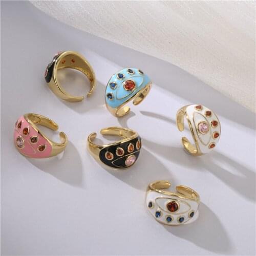 HECHENG,Evil Eyes Rhinestone Zircon Geometry Rings,For Women Girls Travel Jewelry Gifts