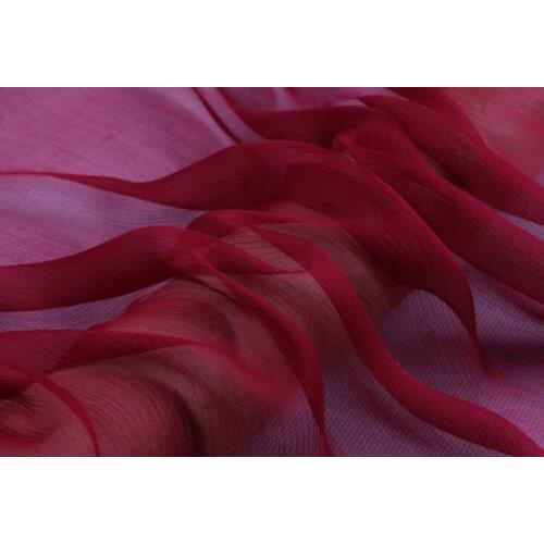 Howmay 100% pure silk fabric crinkle georgette 5m/m 135cm 51" red 4# lightweight soft tulle for scarf or dress