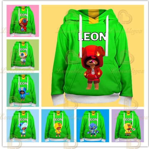 Stars Hoodies Leon Kids Crow Shooting Game 3D Print Hoodie Kid Sweatshirt Boys Girls Harajuku Cartoon Jacket Tops Teen Clothes