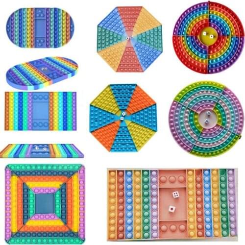 Big Size Push Pop Fidget Toy Rainbow Chess Board Silicone Table Stress Relief Sensory Toy Games Relax Stress for Kids and Adults