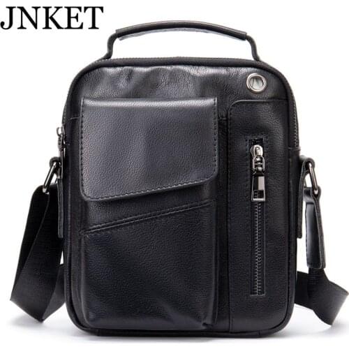 JNKET New Cowhide Leather Messenger Bag Handbag Mens Corium Shoulder Bag Retro Crossbody Bag Sling Bag