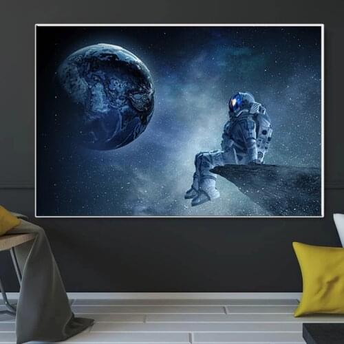 Modern Art Astronaut Sitting In Space Canvas Paintings Posters and Prints Wall Art Pictures for Bedroom Home Artwork Decoration
