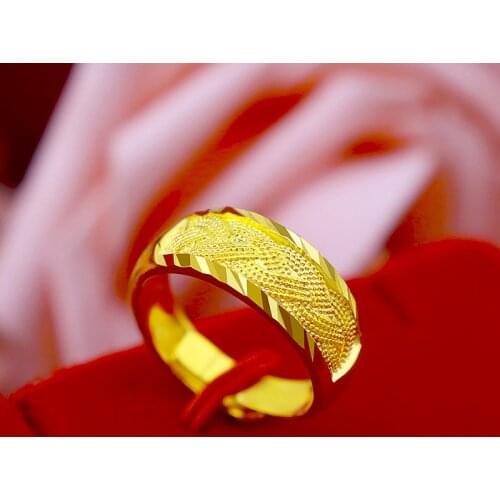 Delicate Twist Pattern 14k Gold Ring for Men Wedding Engagement Jewelry Printing Couple Lovers Rings Birthday Christmas Gifts