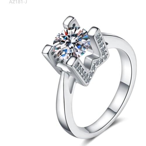 Moissanite Ring 925 Sterling Silver Passed Diamond Test Excellent 0.8Ct Gem W Shape Ring Fashion Women Wedding Anniversary Gift