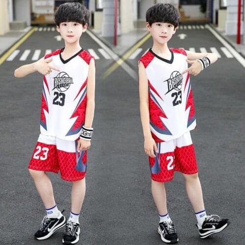 Boy Suit 2021 Summer New Basketball Suits Big Boys Handsome Children Quick-drying Vest Set Kids Clothes