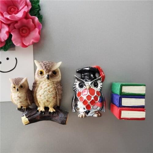 Owl Kitchen Decoration Fridge Magnet Athenas Pet Painted Electroplated Owl Dr. Germany Greece Spain Tourist Souvenirs Decor