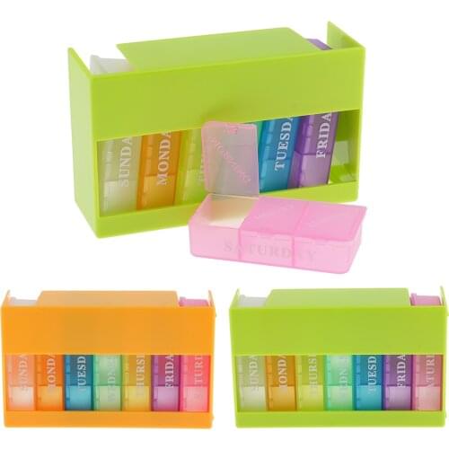 21 Compartments Pill Organizer Box Medicine Remainder with Snap Lids 7 Day Weekly for Pills Vitamins Morning/ Midday/ Evening