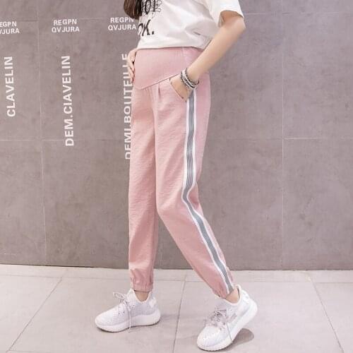 1183# Summer Thin Breathable Maternity Casual Pants Sports Jogger Pants for Pregnant Women Adjustbale Belly Pregnancy Trousers