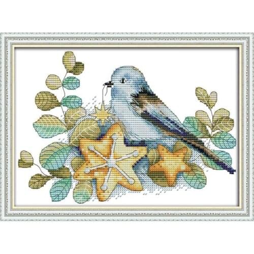 Little Bird and Its Baby Stamped Cross Stitch Patterns 14CT 11CT Counted Print Fabric DMC Embroidery Kits DIY Needlework Sets