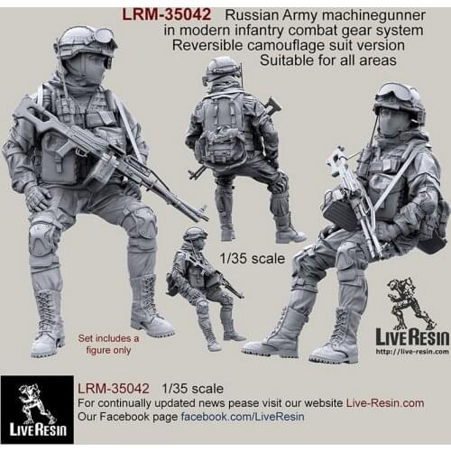 Live Resin LRM-35042 1/35 Russian Army machinegunner in modern infantry combat gear system, set 4