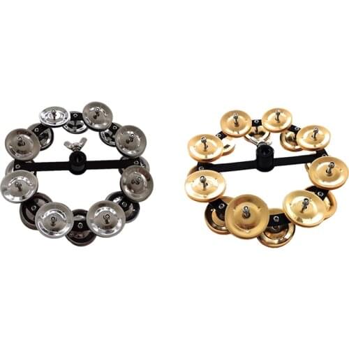 Musical Kalimba Portable Percussion Hi-Hat Tambourine with Row Alloy Jingles Drum Set Musical Accessories