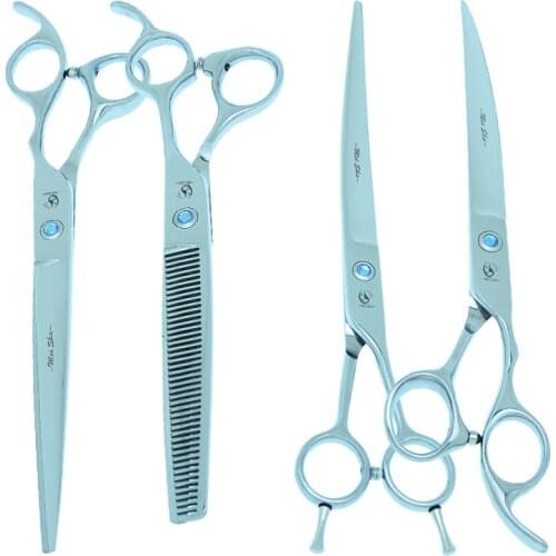 8.0" Pets Grooming Scissors Kit Dog Hairdressing Shears Animal Hair Cutting Thinning Curved Clipper Haircut Tool Comb Bag B0042A